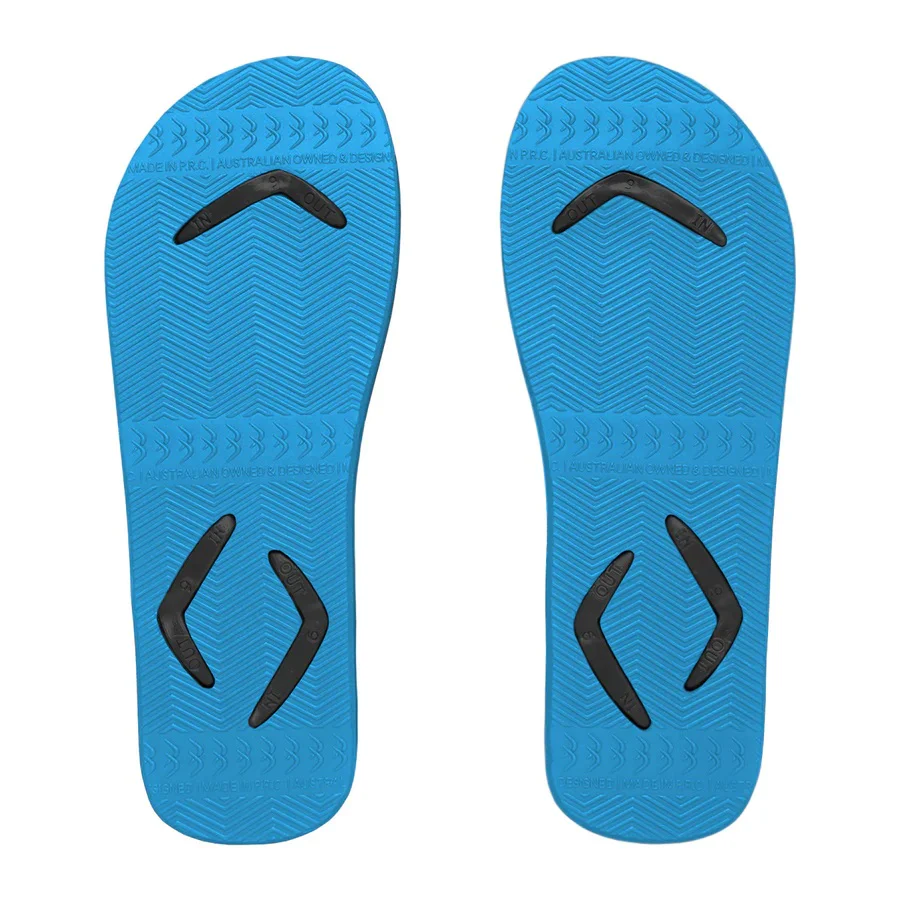 Boomerangz Regular Black/ Blue Thongs + Additional Straps - Image 3