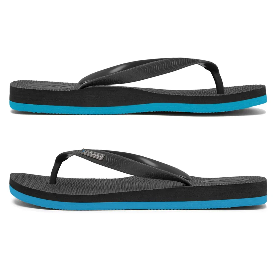 Boomerangz Regular Black/ Blue Thongs + Additional Straps - Image 4