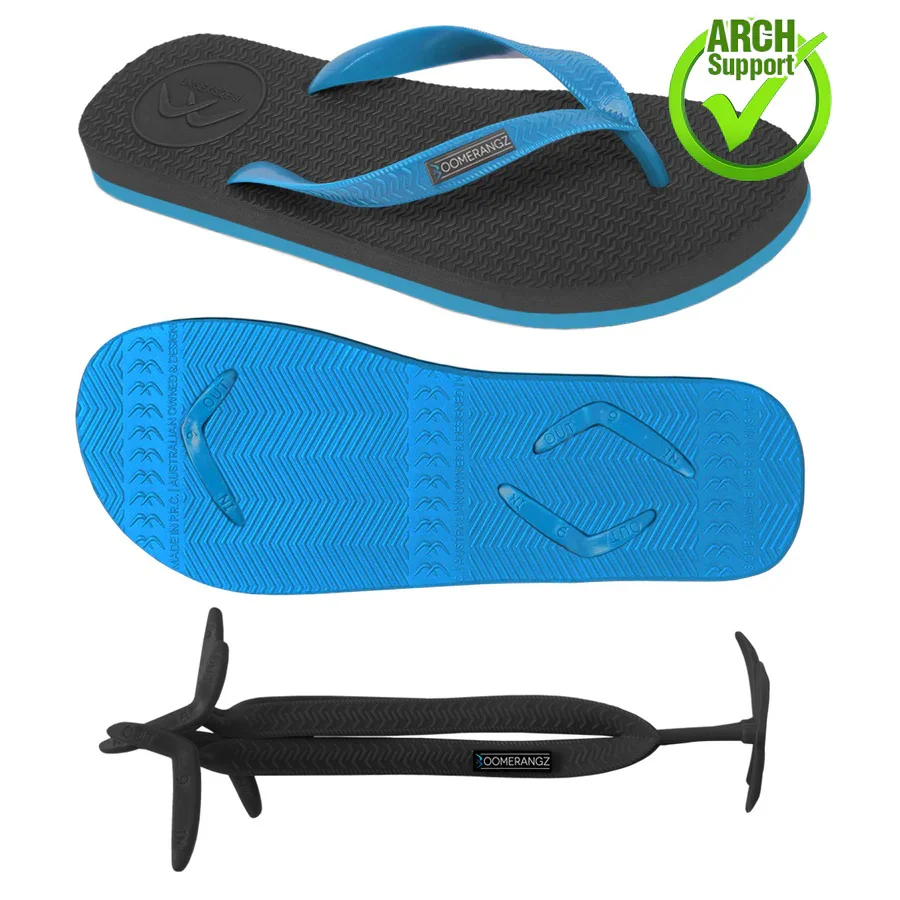 Boomerangz Regular Black/ Blue Thongs + Additional Straps - Image 5