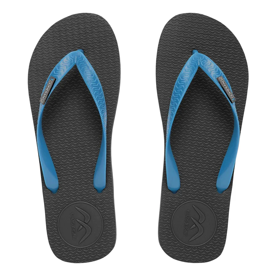 Boomerangz Regular Black/ Blue Thongs + Additional Straps - Image 6