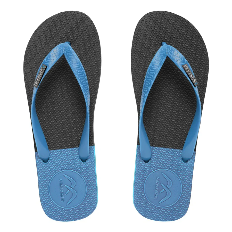 Boomerangz Regular Black/ Grey/ Blue Thongs + Additional Straps - Image 6