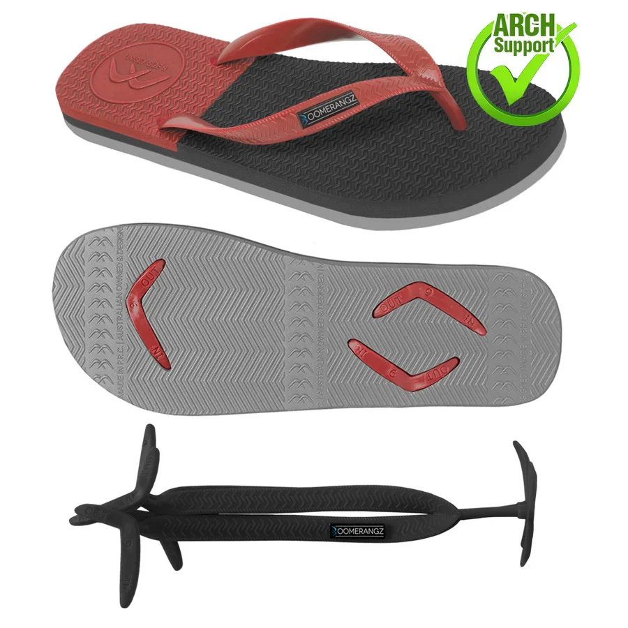 Boomerangz Regular Black/ Grey/ Red Thongs + Additional Straps - Image 5