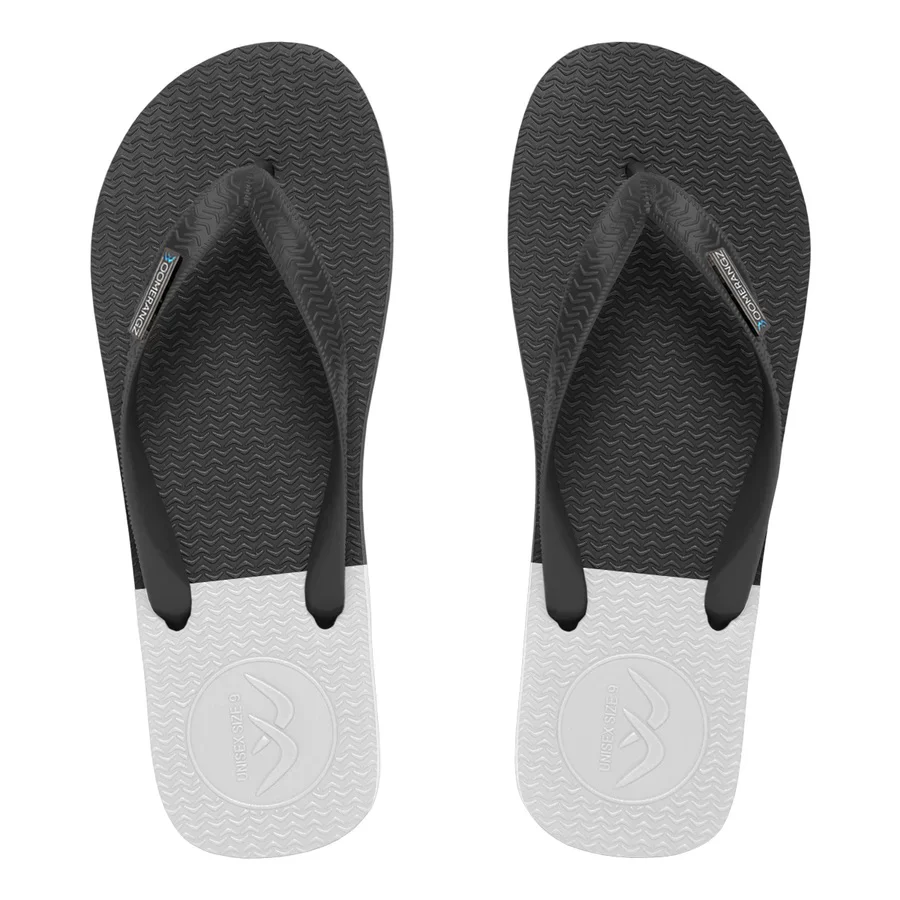 Boomerangz Regular Black/ Grey/ White Thongs + Additional Straps - Image 2