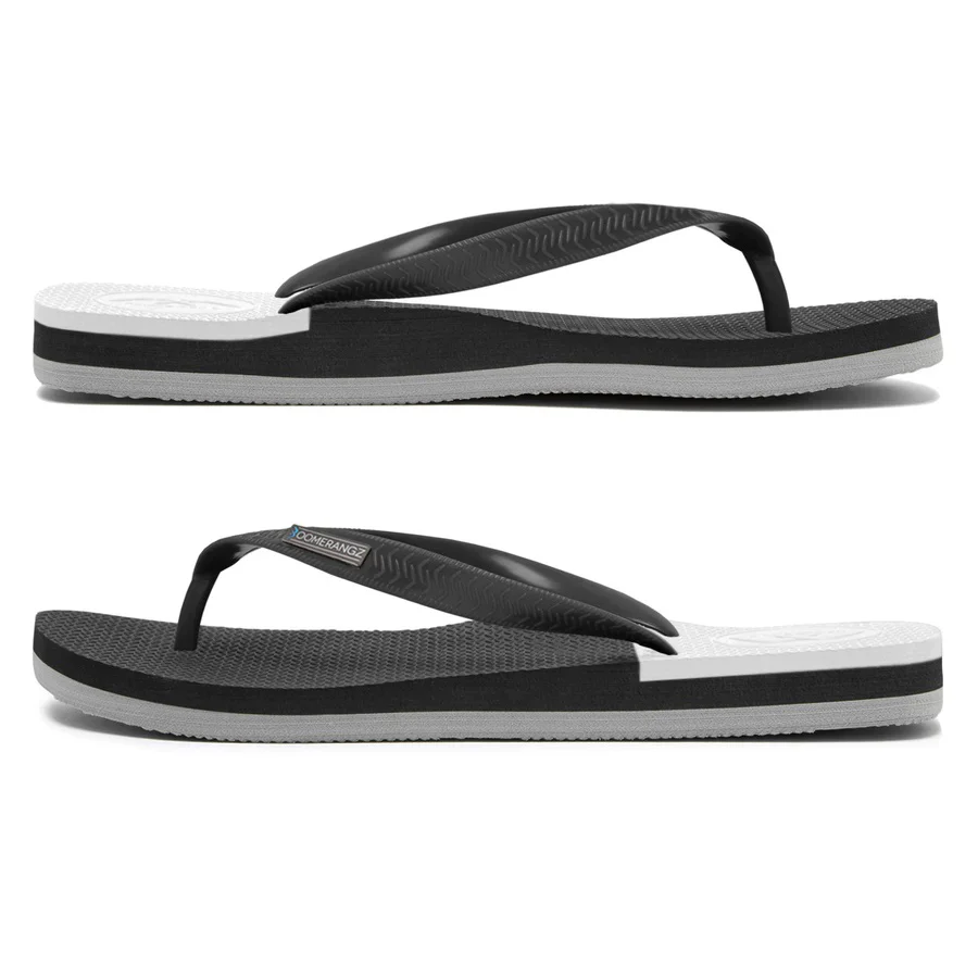 Boomerangz Regular Black/ Grey/ White Thongs + Additional Straps - Image 4