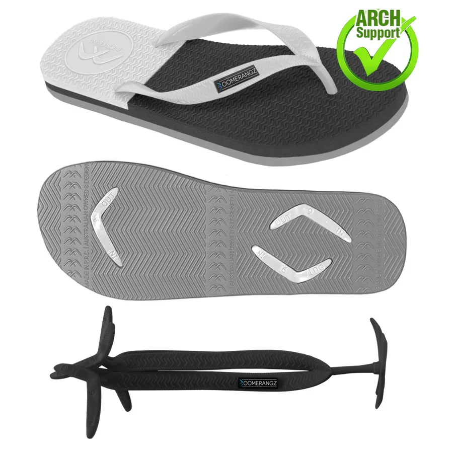 Boomerangz Regular Black/ Grey/ White Thongs + Additional Straps - Image 5