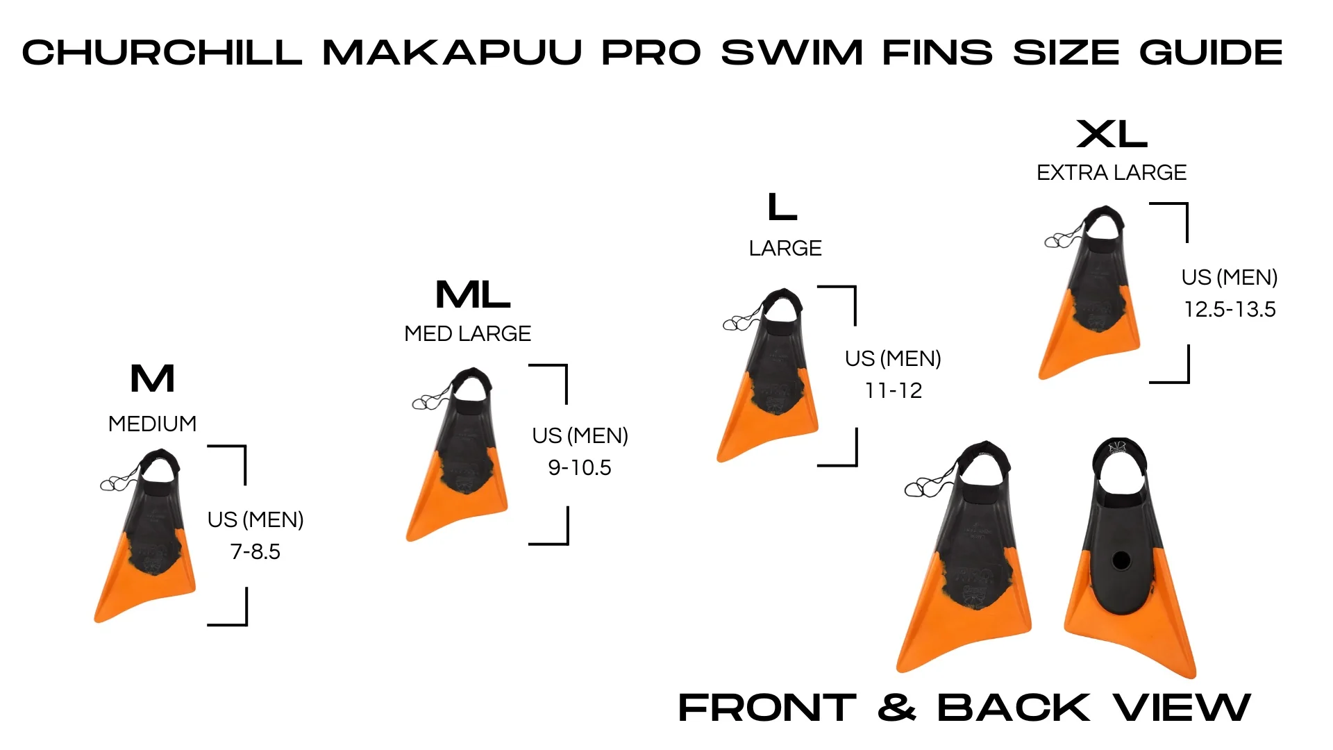 Churchill Makapuu V2 Fins - Pro Black/ Orange - Image 5