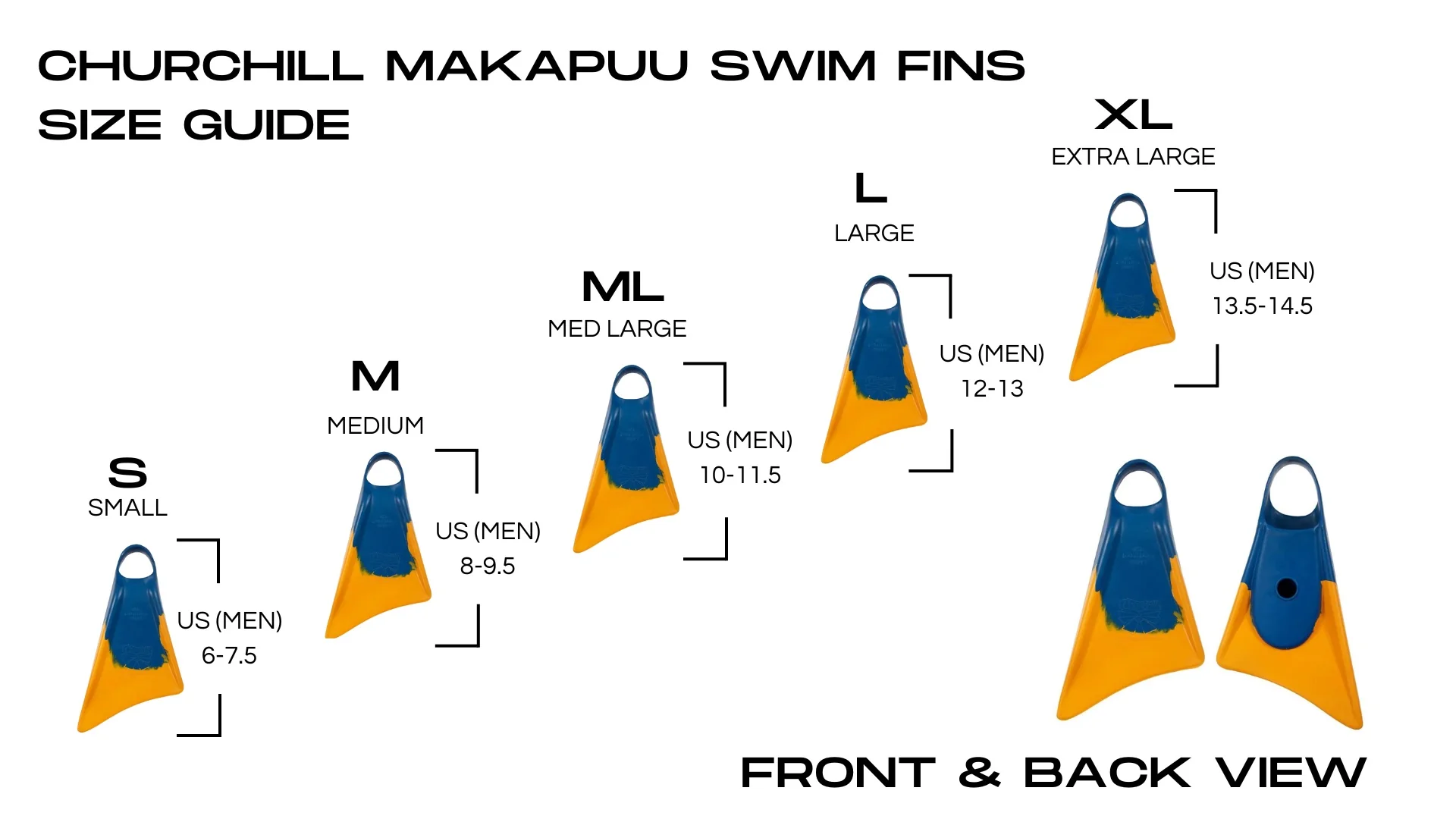 Churchill Makapuu V2 Fins - Blue/ Gold - Image 5
