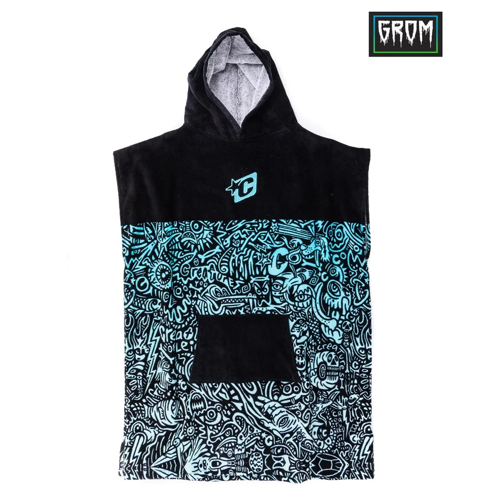 Creatures of Leisure Grom Towel Poncho - Fluro Blue/ Fade Black