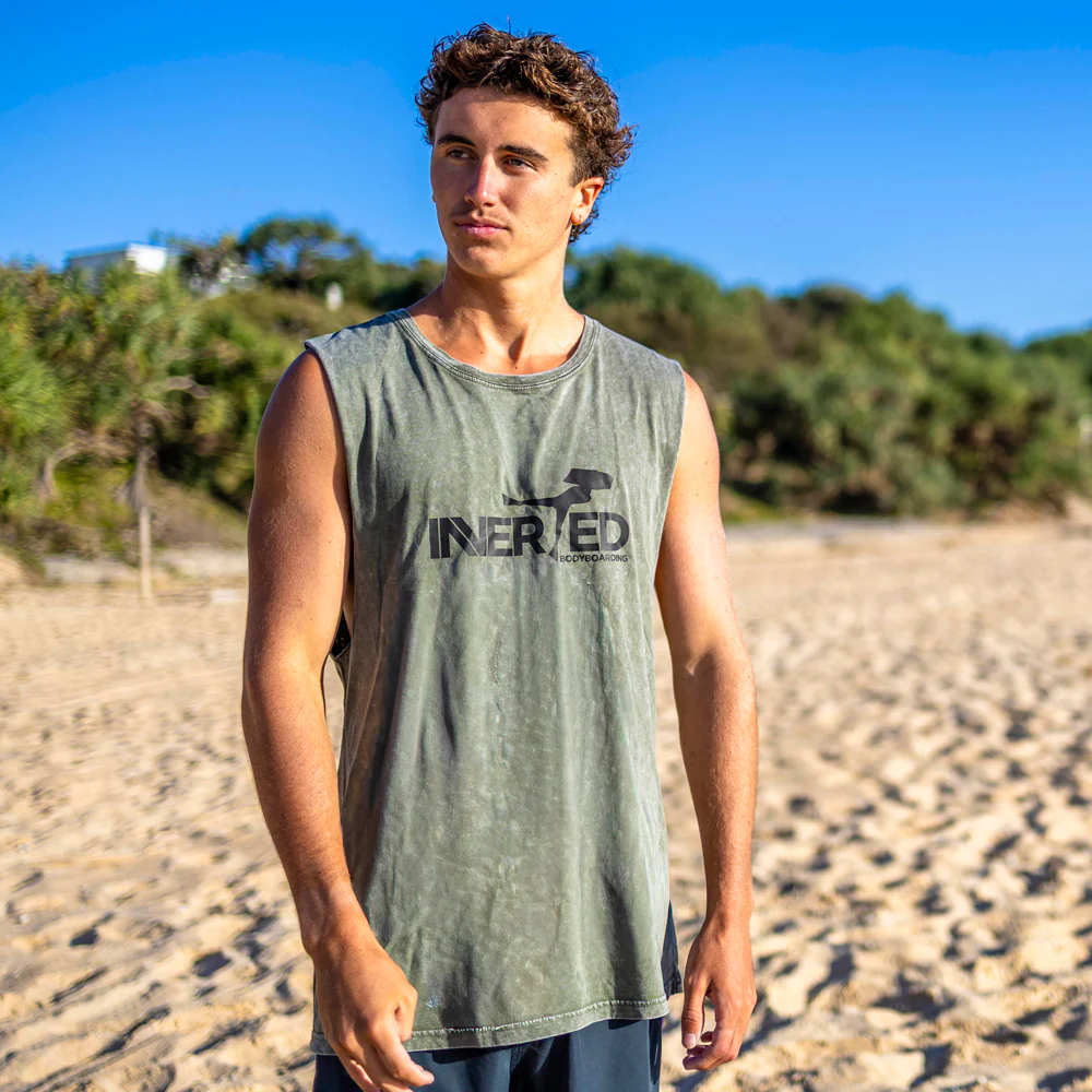 Inverted Corporate Logo Stone Wash Sleeveless Tank - Image 2